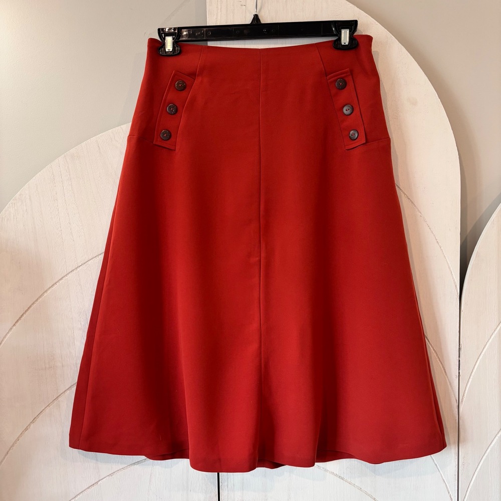 Forever 21 Rust Orange Button Tab Skirt A-Line Polyester Contemporary Size Large